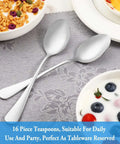 Two 6.7 inch teaspoons from 16 Piece Teaspoon Set In Premium Food Grade Stainless Steel on table with cereal and berries.
