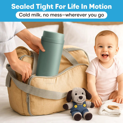 Portable Breast Milk Cooler Keeps Pumped Milk Chilled For Thirty Hours Straight Up No Fridge Required Bpa Free Insulated Baby Bottle Tote with toddler and toy