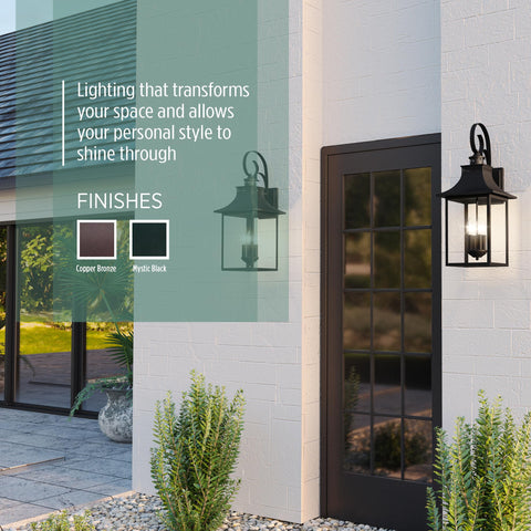 Chancellor 19 Inch Outdoor Wall Lantern Two Light Vintage Sconce In Mystic Black With Clear Glass Panels by door