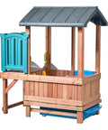 Woodland Adventure Playhouse With Slide And Swings Outdoor Kids Playset For Backyard Storage Drawer durable wood and plastic