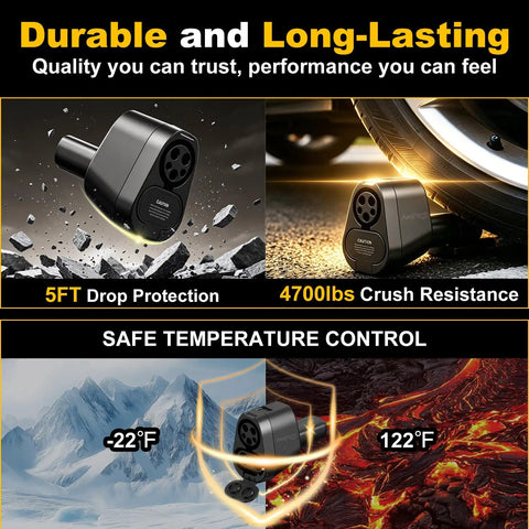 Badass Heavy Duty CCS1 And J1772 To NACS Adapter Built Tough For Tesla Model 3 Y S X Cybertruck displayed with durability features.