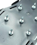 Pro Grade Spiked Over Shoes For Screeding And Aeration, 25mm Spikes, Snap Strap Secure Fit, close-up of sole with 13 spikes