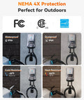 Level 2 EV Charger 48 Amp With Smart Display And WiFi 25 Foot Cable Indoor Outdoor Hardwired 240V Home Charging Station RFID Access Fast 9X More Than Level 1 EV Chargers, showcasing waterproof, dustproof, cold and heat resistance features.