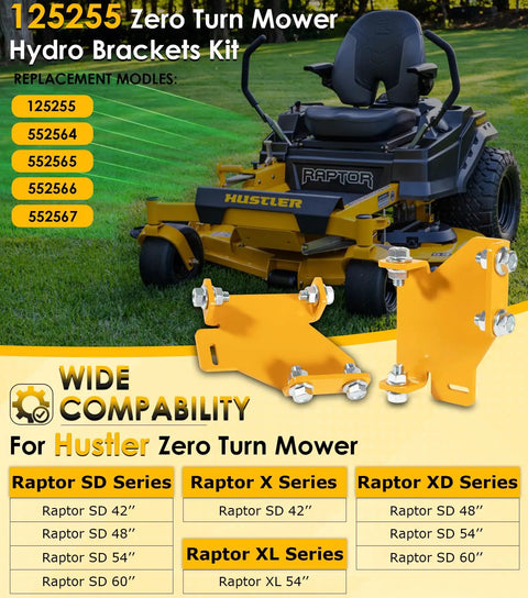 Beefed Up Hydro Transmission Brackets Kit For Raptor Zero Turn Mower Replacement Service Thick Brackets Fits 42 To 60 Inch Decks SD SDX Compatible OEM Substitutes 125255 552564 552565 552566 552567