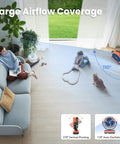 Living room with 20000mAh Battery Powered Camping Fan With Four Speeds, 110 Hours Of Cool On Low, showing airflow coverage
