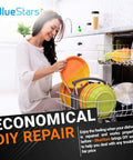 Woman loading dishwasher using Dishwasher Side Mounting Bracket Replacement Kit Including Two Brackets And Four Screws.