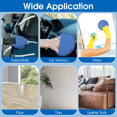 10 Pack Wax Applicator Pads With Finger Pocket used on car, glass, floor, tiles, and leather sofa, blue microfiber sponges