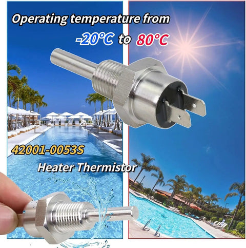 Pool Heater Repair Kit With Stack Flue Sensor Thermistor And Switch For MasterTemp And Max-E-Therm Pool Heaters Replace Parts 42001-0053S shown by a poolside