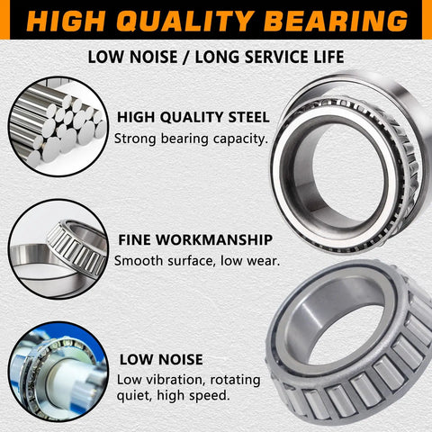 Trailer Axle Hub Bearings Kit For 3500 Lbs 1 3 8 Inch To 1 1 16 Inch D Style Tapered Spindles with Tang Washers and Grease Seals