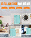 22 Inch Rolling Slim Laundry Basket With Stand On Wheels Foldable Waterproof Hamper Tall Narrow Laundry Organizer Light Blue
