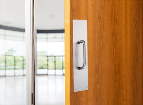 Commercial 16 Inch Stainless Steel Pull Door Plate With Rust And Corrosion Resistance for high traffic entrances on wooden door