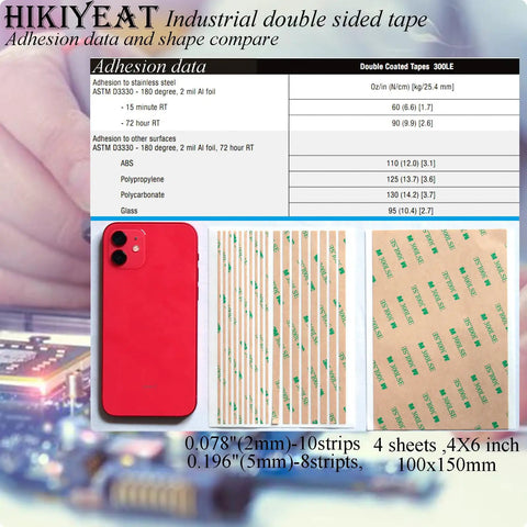 Double Sided Clear Adhesive Tape For Electronics And Auto Projects, Heavy Duty Thin Transfer Tape, Waterproof And Sticky, Ideal For LCD Screen Assembly, LED Strips, Touch Panels, DIY, Home And Car Decor, 5 Sheets