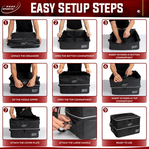 Step-by-step assembly for Golf Trunk Organizer For Men Portable Car And Truck Bed Storage With Dual Layer Design
