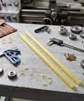 Heavy Duty Polyurethane Round Hollow Rod Yellow 20-40mm Outer Diameter 8mm Bore 500mm Length Built To Last For DIY Projects Prototyping And Light Industrial Use on workbench