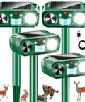 Solar Ultrasonic Deer Repellent With Motion Sensor and Flash Light for Outdoor Garden Yard Protects Flowers Vegetables and Plants From Deer Cats and Rabbits, green