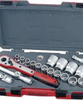 20 Piece 1/2 Inch Drive SAE Socket Set With 12 Point Pro Grade Sockets From 3/8 To 1-1/4, Fiber Reinforced Ratchet, in case