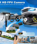 2K HD GPS Drone With Real Time 5G FPV Transmission Auto Return Follow Me Circle Fly featuring 90° adjustable camera view