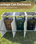 Durable Metal Trash Can Enclosure For Three 50 Gallon Bins Heavy Duty Outdoor Storage Shed With Weatherproof Construction