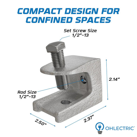 Heavy Duty Tough As Nails Beam C Clamps 6 Pack - Rock Solid Malleable Iron Zinc Plated Hardware - Pro Grade Structural Support For 1/2 To 13 Inch Rods 750 Lb Load Get Job Done Right