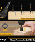 Complete 18-Piece Countersink Drill Bit Set For Wood With Magnetic Extension Bit Holder And Storage Box For DIYers by TOLESA