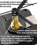 28 Mm Long Shaft Quartz Clock Movement Replacement Kit With Metal Hook for DIY Clock Repair, focus on brass hex nut and hands