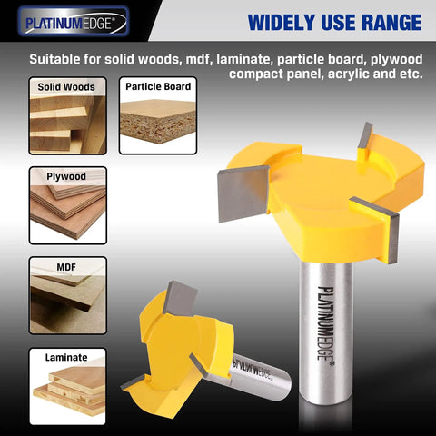 Pro Grade Tungsten Carbide Router Bits Set For Woodworking, 1 Quarter Inch Shank, showing wide use range for various materials