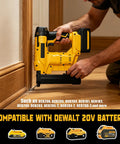 Zero Sweat 2 In 1 Cordless Brad Nailer Compatible With 20V Lithium Ion Batteries featuring detailed usage on trim carpentry.