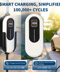 Level 2 EV Charger 40 Amp 240 Volt With Nema 14-50 Plug And 25 Foot Cord Delivers Kickin Fast Charge, showing touch control settings.