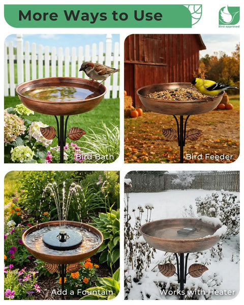 Sturdy Metal Bird Bath Garden Stake With 12 Inch Bowl Outdoors 0.7 Gallon Capacity Yard Decor For Birds No Fuss Setup And Durable Weatherproof Design Included