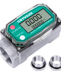 1 Inch Digital Turbine Fuel Flow Meter Inline NPT, 2.6-26 GPM, With 3/4 Inch Adapters, For Water Diesel Gas Oil Gasoline And Other Liquids