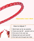 Power Twist Adjustable V Belt 1/2 Inch Wide 10 Feet Long showing adjustment instructions and close-up detail of link
