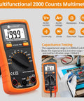 Auto Ranging Pocket Digital Multimeter For Diyers, 2000 Counts, AC And DC Voltage And Current, Backlit LCD, on table