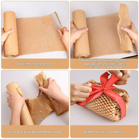 Eco Friendly Packing Paper Roll With Honeycomb Cushioning, 16 Inch By 400 Foot Bubble Safe Wrap for protecting and wrapping items