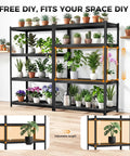 Heavy Duty 4 Tier Wire Storage Rack With 3200 Lbs Total Capacity 800 Lbs Per Shelf Beefy Steel Uprights 4mm Wire Shelves Matte Black Powder Coat 40 Inch Wide By 20 Inch Deep By 60 Inch High Ideal For Garage Or Storage, black plant shelf