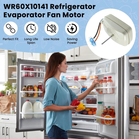 Refrigerator Evaporator Fan Motor Replacement WR60X10141 For GE And Similar Refrigerators 115V 60Hz 3W With 1 3/8 Inch Shaft Length