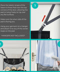 Over The Door Clothes Steamer Pad For Ironing And Garment Steam XL Protective Press Mat with elastic straps and hanger hooks.
