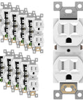 Duplex Tamper Resistant Receptacle Outlet 15A 125V 2 Pole 3 Wire Self Grounding UL Listed White Pack Of 40 displayed