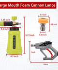 High Pressure Washer Foam Cannon Snow Foam Lance For Beefy Car Wash Foam with 4000 PSI Gun, connector tips, and foam bottle.