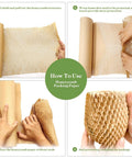 Instructions for using Packing Paper Roll 15 Inch By 131 Foot Cushioning Alternative To Bubble Wrap for fragile items protection.