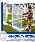 Person assembling greenhouse using 10 Pcs 2 Inch By 1 And A Half Inch PVC Reducer Bushing Pipe Fittings Spigot To Socket Sch 40