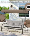 Porch Swing Canopy Top Replacement For Outdoor GCS00229C Beige Shade Cover Direct Fit Weatherproof Sun Shield details