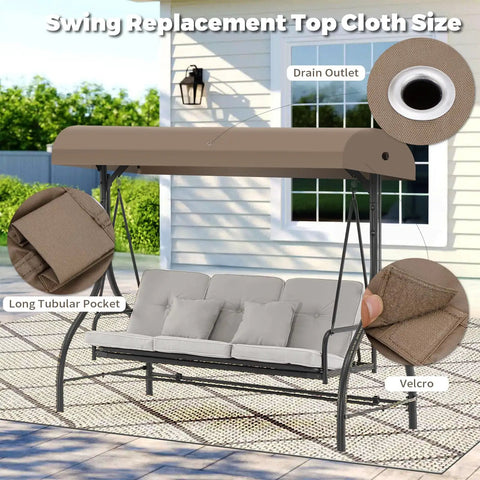 Porch Swing Canopy Top Replacement For Outdoor GCS00229C Beige Shade Cover Direct Fit Weatherproof Sun Shield details