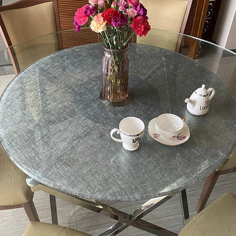 Heavy Duty Tempered Glass Lazy Susan Turntable for Dining Table with 360 Degree Rotation and Aluminum Base