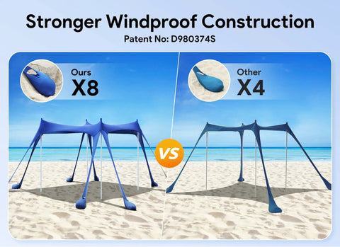 10x10 Ft Beach Tent Sun Shelter UPF50 Plus With 8 Sandbags And 4 Aluminum Poles Windproof Beach Canopy comparison