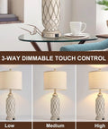 Rustic Farmhouse Table Lamps Set Of 2 For Bedroom And Living Room, 28 Inch Bedside Lamps With USB Ports, 3 Way Dimmable