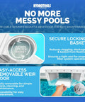 Wide Mouth Above Ground Pool Skimmer Kit With Durable ABS Construction, Snap In Weir, Easy Basket Access, product features overview