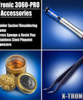 Pro Grade 75W Soldering Iron Station Kit With 5 Extra Tips, Mini Mag Lamp, 4 Helping Hands, Solder Sucker, Tweezers, Brass Sponge