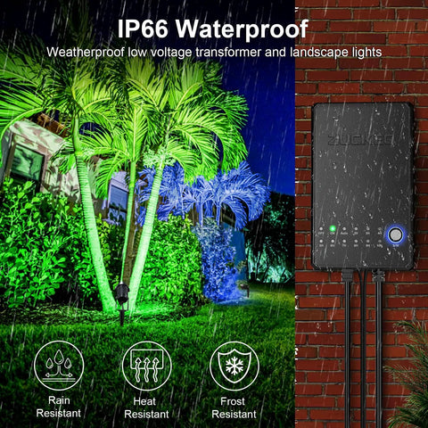 All In One RGB Low Voltage Landscape Lighting Kit With 12 5W LED Color Changing Lights, Transformer, And 120 Ft Wire for Garden