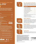 Back label of Fall Fix 5 5 5 100 Percent Organic Grass Fertilizer For Fall Seeding And Lawn Recovery, instructions and ingredients