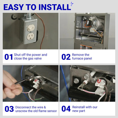 Installation steps for Ultra Durable 52W29 Furnace Flame Sensor Replacement For Lennox Armstrong And Ducane Furnaces